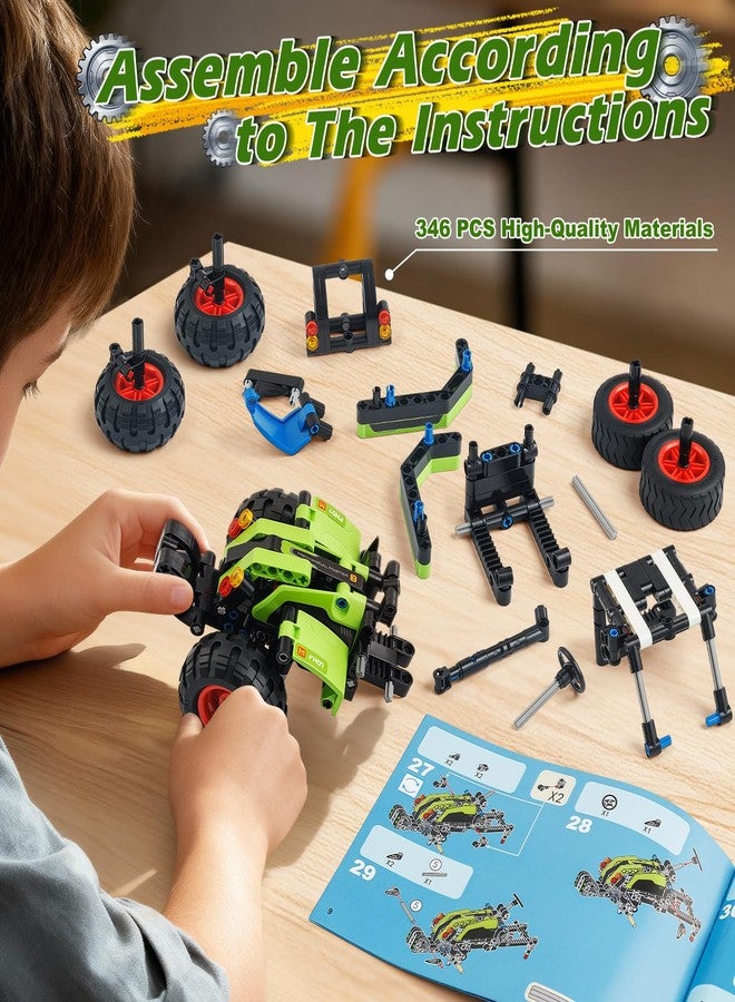 Jumlys STEM Building Toy for Kids Boys Girls Age 5, 6, 7, 8, 9, 10, 11, 12 Years Old, 2 in 1 Tractor Bulldozer Building Sets, 346 Pcs DIY Engineering Construction Building Blocks Kits - Image 5